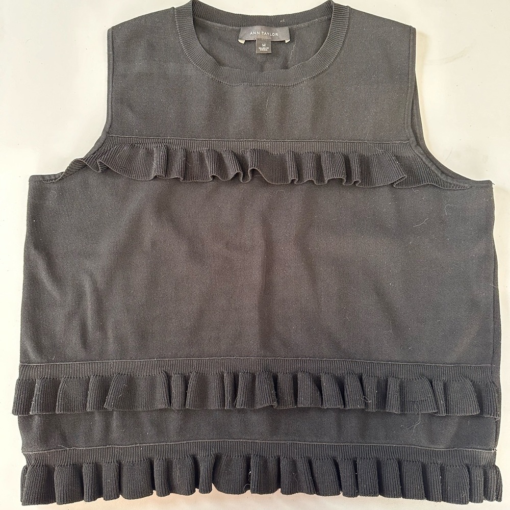 Ann Taylor Charcoal Ruffle Tank